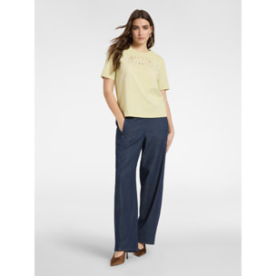 Elena Mirò - T-shirt con ricamo floreale - Verde chiaro