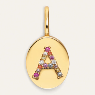 Charm Personalizado Signet Letter Colors Placcato Oro