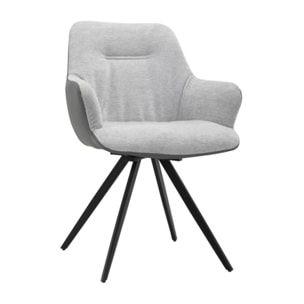 Fauteuil rotatif 180 en tissu soft avec accoudoirs - 2 coloris - ODILE