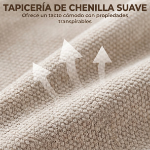 HOMCOM Silla de Escritorio Giratoria Tapizada en Chenilla, Silla de Oficina con Respaldo Alto, Función de Balanceo, Altura Ajustable, Reposabrazos Acolchados y Ruedas de PU, Beige