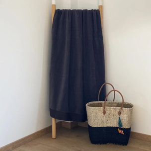 Serviette de bain éponge velours unie - Shady Gris - 90x160cm - 370g/m²