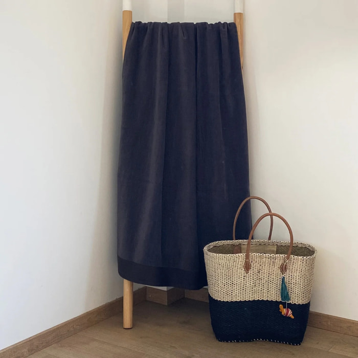 Serviette de bain éponge velours unie - Shady Gris - 90x160cm - 370g/m²