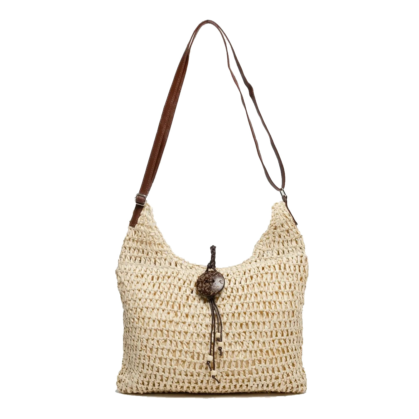 Bolso de Hombro Rafia y Cremallera