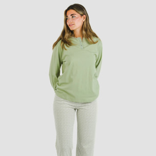Pijama largo algodón Michelle Verde Caceria