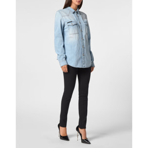 PHILIPP PLEIN Denim Shirt SKULL