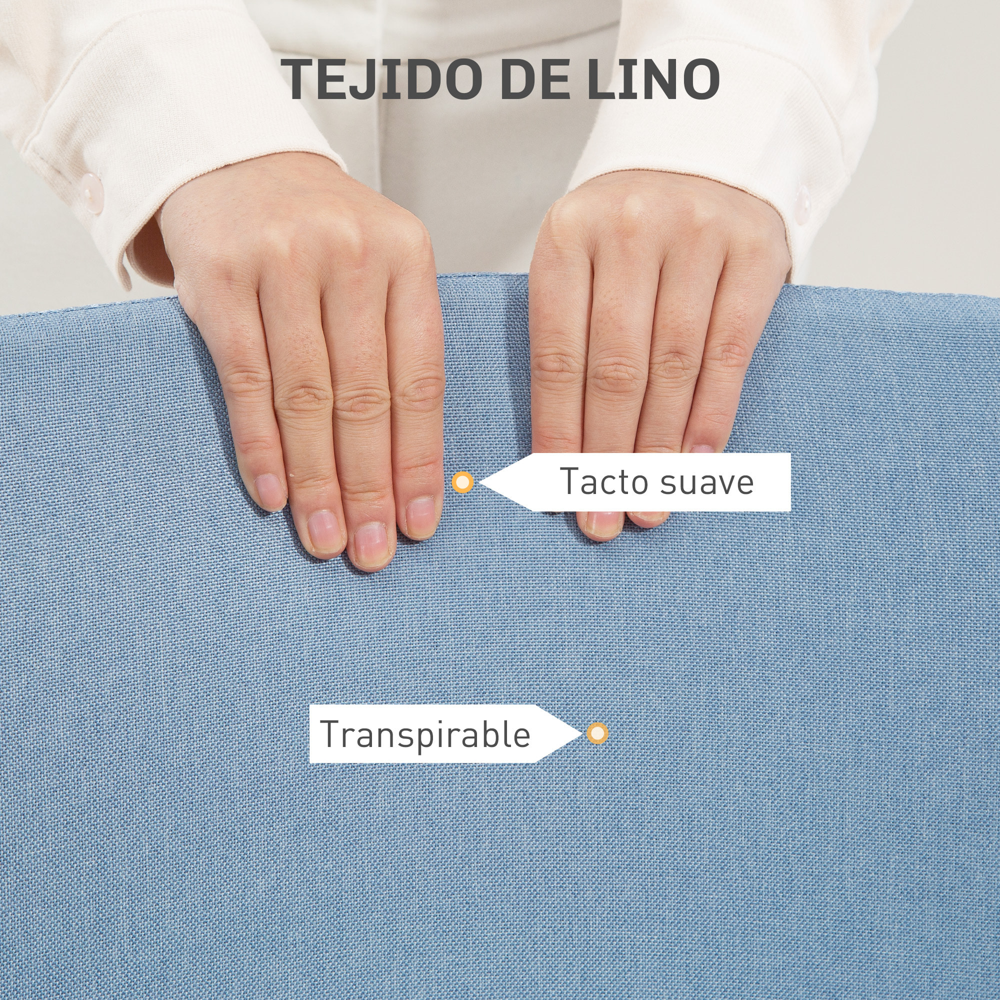 Silla de Escritorio sin Brazos Silla de Oficina Giratoria Tapizado en Lino Sintético con Altura Ajustable para Estudio Dormitorio Tocador Carga 120 kg Azul Claro