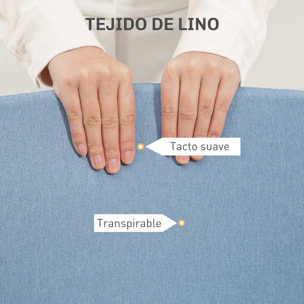 Silla de Escritorio sin Brazos Silla de Oficina Giratoria Tapizado en Lino Sintético con Altura Ajustable para Estudio Dormitorio Tocador Carga 120 kg Azul Claro