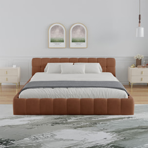 Lit nuage 160x200cm en velours marron PRINCETON