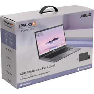 Chromebook ASUS CX3402CVA-MW1284 14" Tactile Intel Core i3 100U 8 Go RAM LPDDR5x SSD 128 Go sacoche incluse