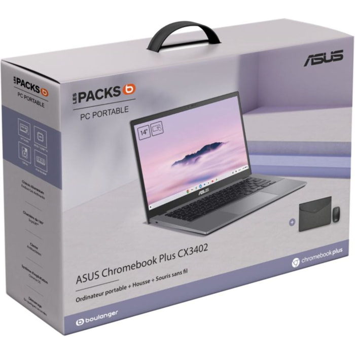 Chromebook ASUS CX3402CVA-MW1284 14" Tactile Intel Core i3 100U 8 Go RAM LPDDR5x SSD 128 Go sacoche incluse