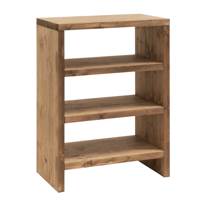 Étagère à chaussures en bois massif ton chêne foncé 80x60cm Hauteur: 80 Longueur: 60 Largeur: 35