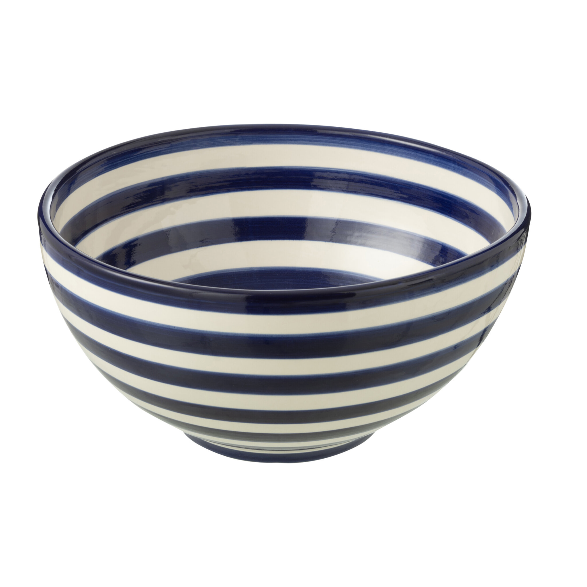 J-Line bol Granada Stripes High - céramique - blanc/bleu  - large - Ø 28 cm