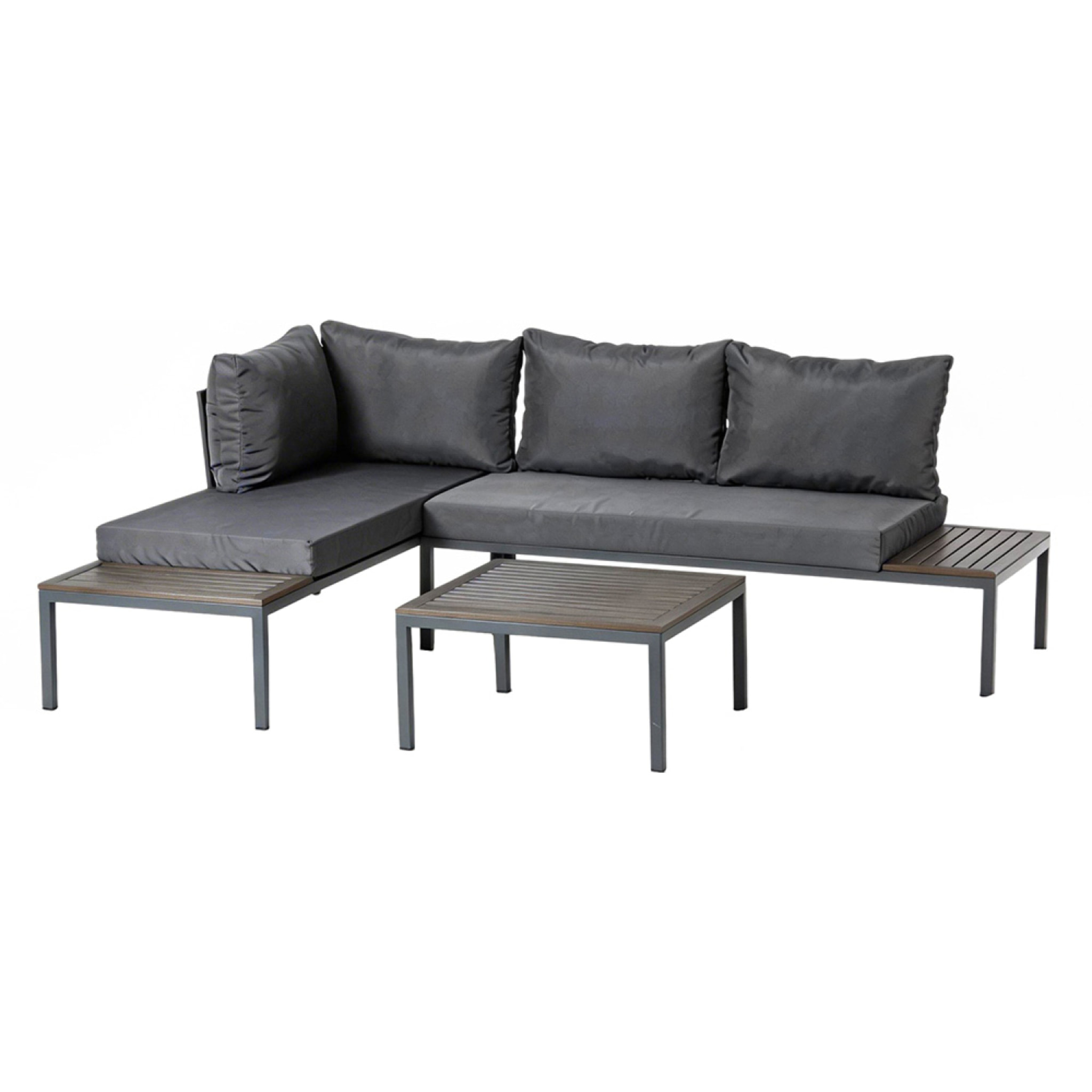 Salon de jardin 3-4 places avec table basse gris foncé CANEE