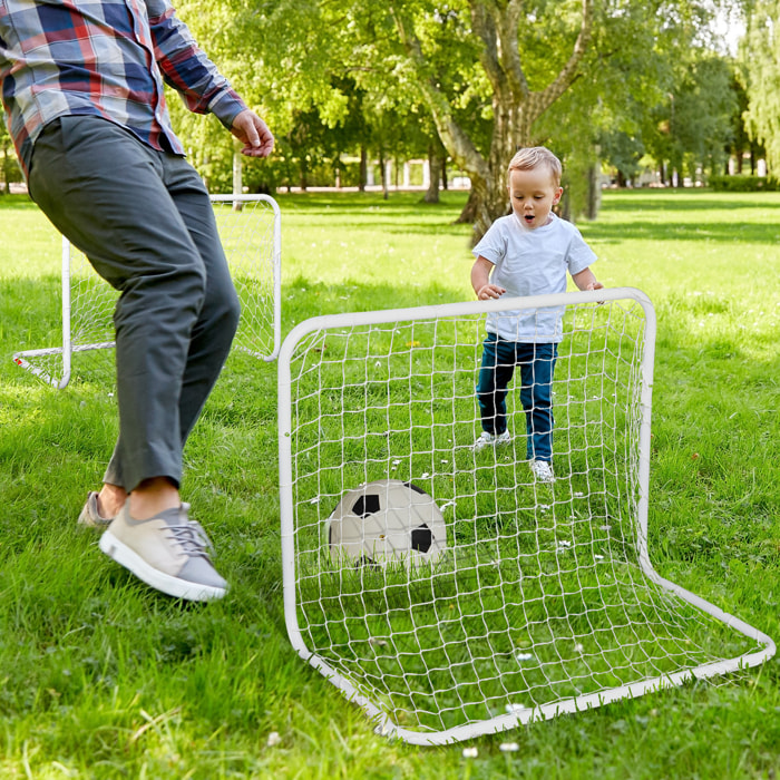 Set de 2 Porterías Fútbol con Balón Metal Poliéster 78x46x56cm