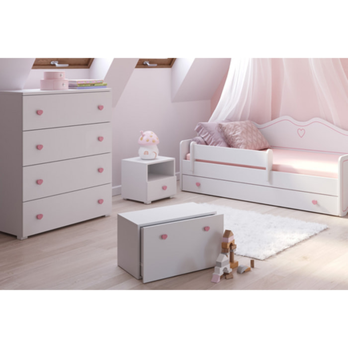 Cesta portaoggetti Inga con cassettone e maniglie rosa