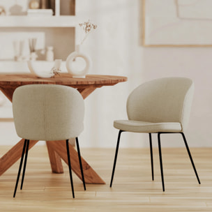 Lot de 2 chaises en tissu bouclé beige et pieds en métal - Groom