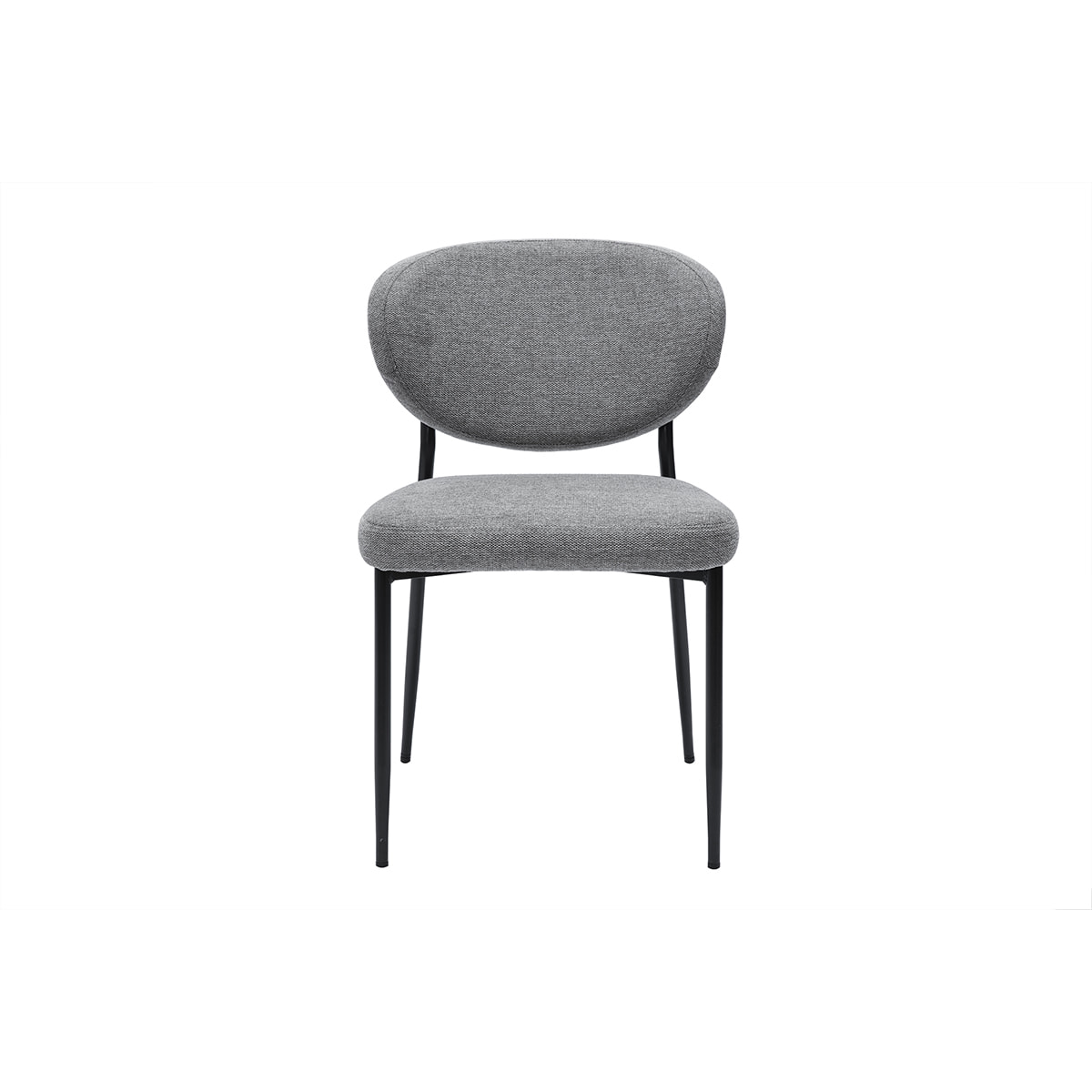 Chaises en tissu effet velours texturé gris et métal noir (lot de 2) BREKA