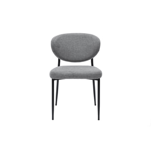 Chaises en tissu effet velours texturé gris et métal noir (lot de 2) BREKA