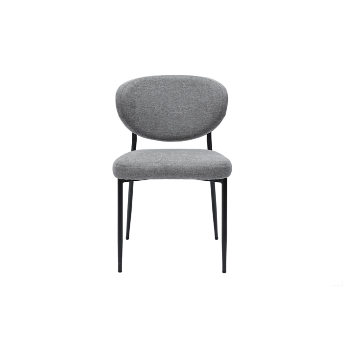 Chaises en tissu effet velours texturé gris et métal noir (lot de 2) BREKA