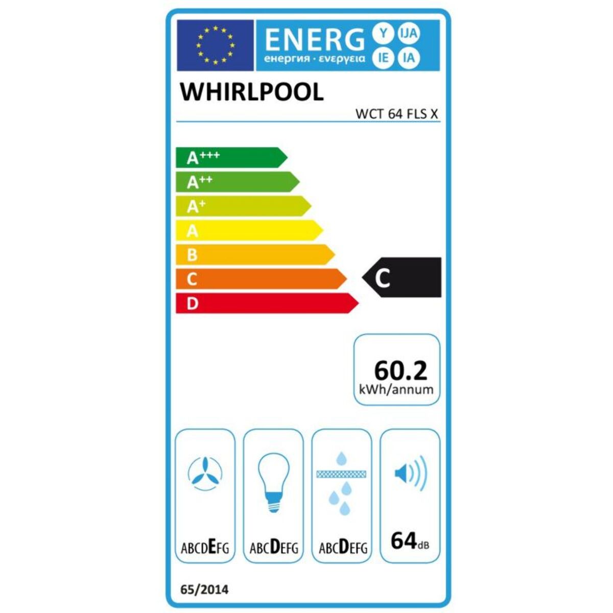 Hotte encastrable WHIRLPOOL WCT64FLSX