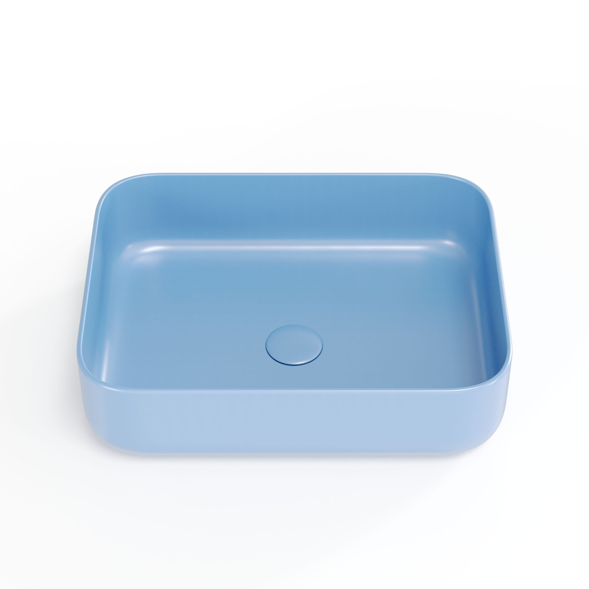 Vasque à poser rectangulaire en céramique 50 x 39 cm - bleu mat - sans trop-plein - SAT Infinitio