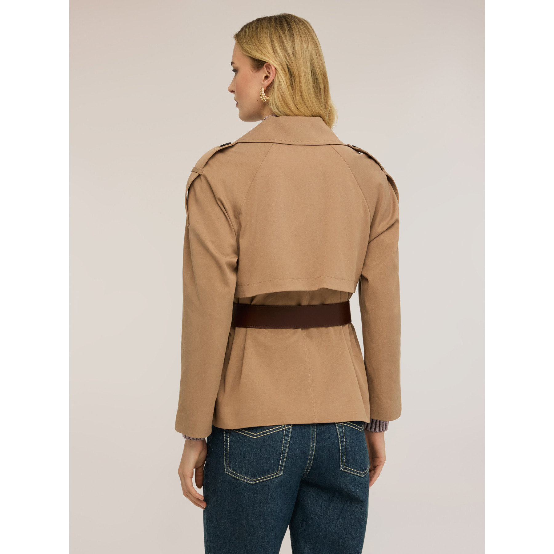Motivi - Trench corto mezcla lyocell con cinturón - Beige