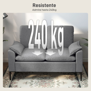 Sofá de 2 Plazas, Tapizado en Terciopelo, Sofá Moderno con Patas de Metal, Reposabrazos Acolchado, para Salón, Dormitorio, Oficina, Sala de Estar, 130x77x84 cm, Gris