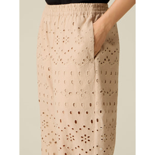 Oltre - Pantaloni cropped in pizzo sangallo - Beige