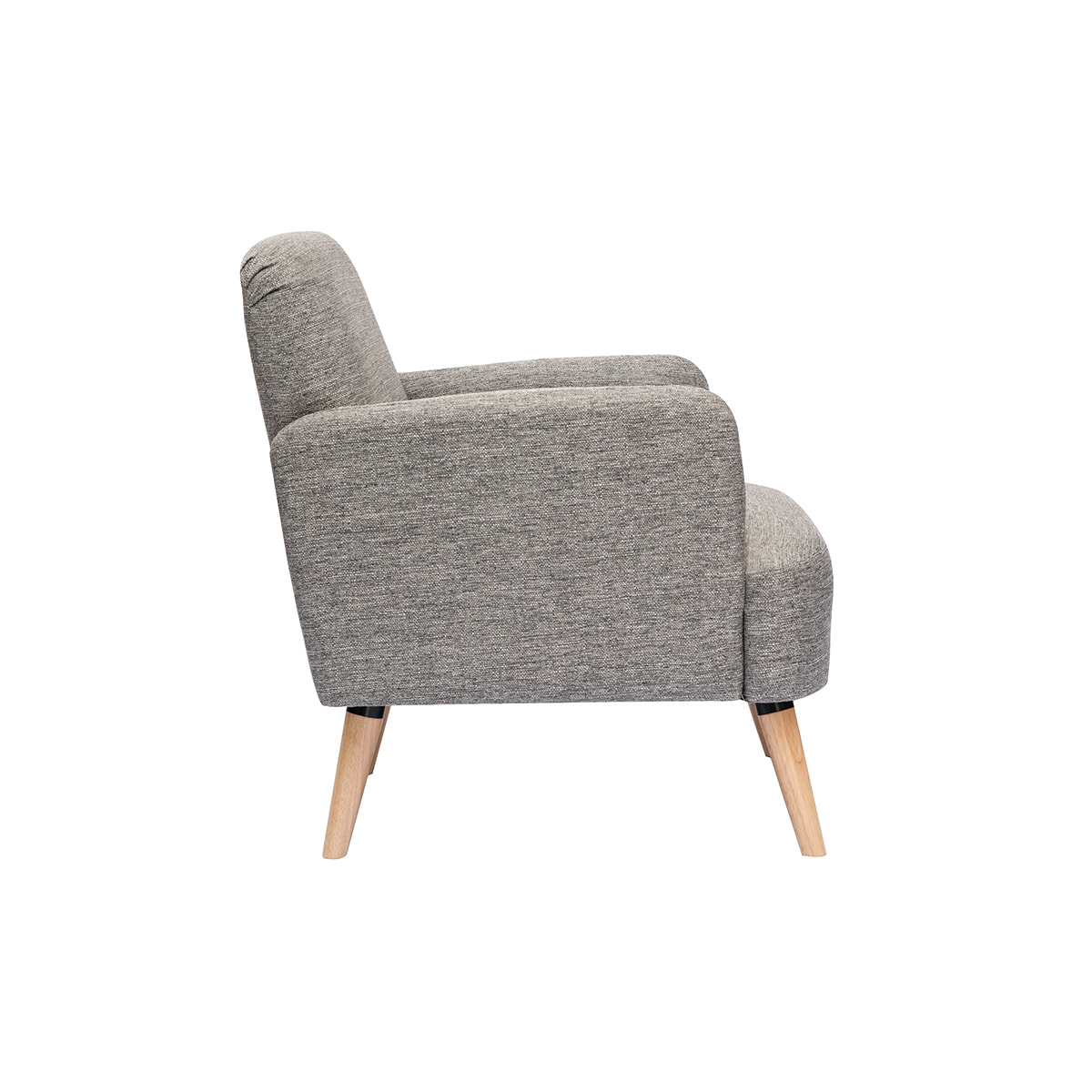 Fauteuil scandinave en tissu gris clair et bois clair ISKO