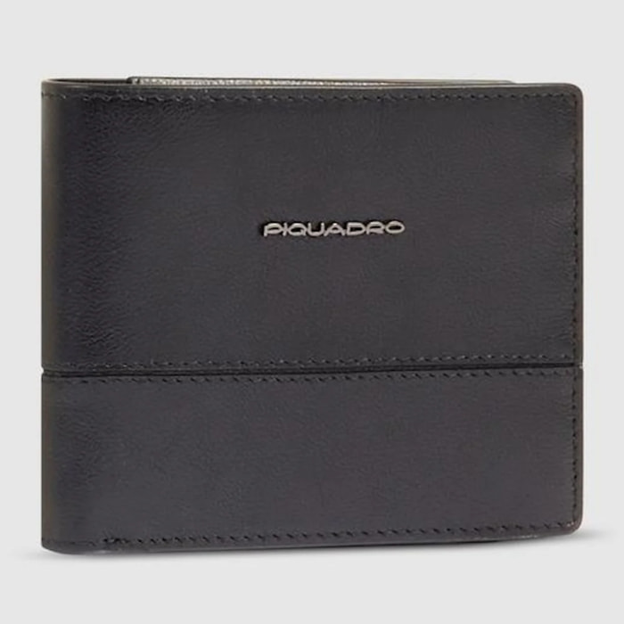 Piquadro Portafogli con portamonete, porta carte di credito, volantino staccabile e protezione RFID