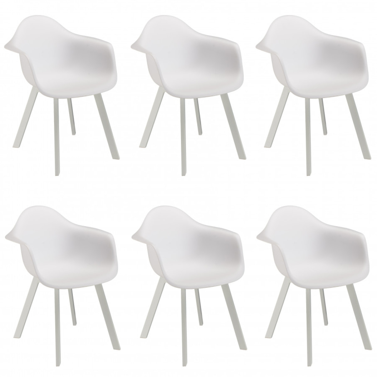 MALO - Lot de 6 fauteuils blancs dossier arrondi