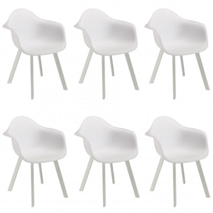 MALO - Lot de 6 fauteuils blancs dossier arrondi