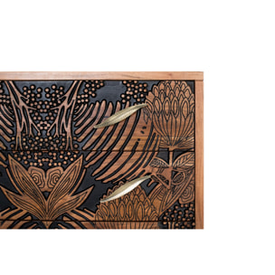 Cómoda de Madera de Acacia 93 Cm Estilo Étnico Moderno