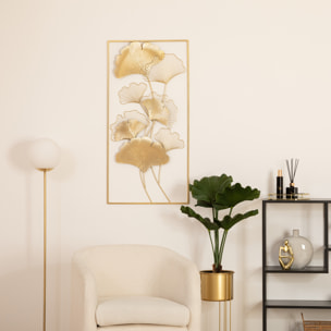 Déco murale "Ginko" métal doré 50x100cm