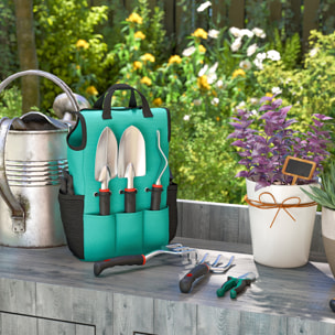 Juego de Herramientas para Jardín de 9 Piezas Robusta Juego de Herramientas Jardinería de Aluminio con Tijeras de Podar con Bloqueo Seguro y Bolsa de Jardín Ligera para Mujeres y Hombres