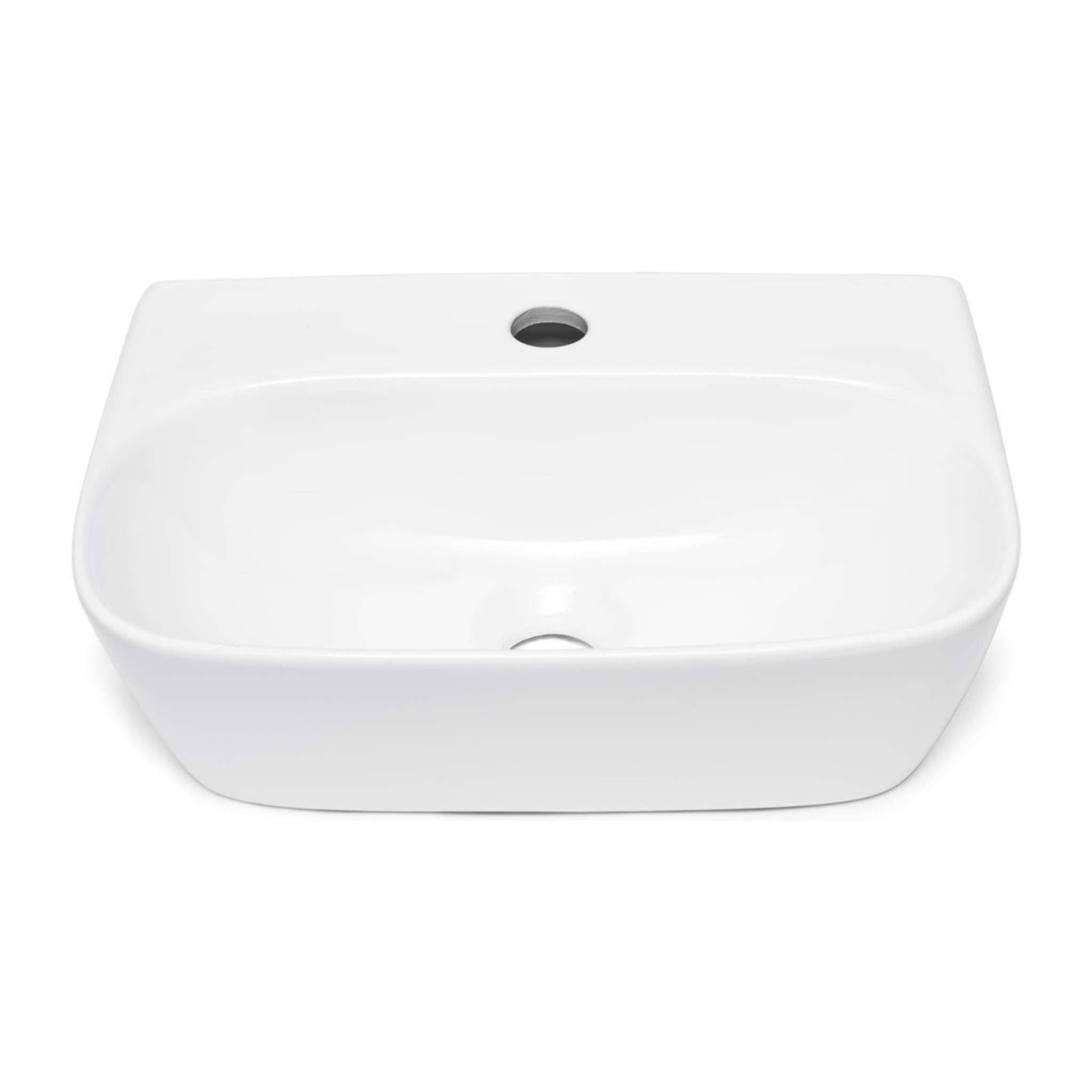 Lavabo suspendu en céramique 43x30x13 cm Swiss Aqua Technologies, sans trop-plein + mitigeur lavabo Roca (A5A306SATBRE4330R)