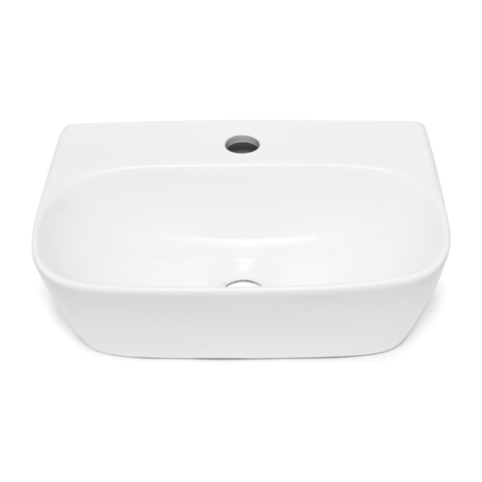 Lavabo suspendu en céramique 43x30x13 cm Swiss Aqua Technologies, sans trop-plein + mitigeur lavabo Roca (A5A306SATBRE4330R)