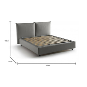 Letto matrimoniale Gabriella, Letto contenitore con rivestimento in tessuto, 100% Made in Italy, Apertura frontale, adatto per materasso Cm 160x200, Grigio