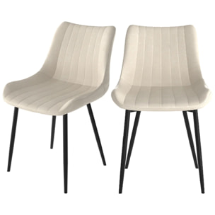 Lot de 2 chaises en tissu beige et métal noir - Killi