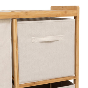 Estante Tidy Box con 1 cesto de ropa y 2 cestos de almacenamiento bambú beige