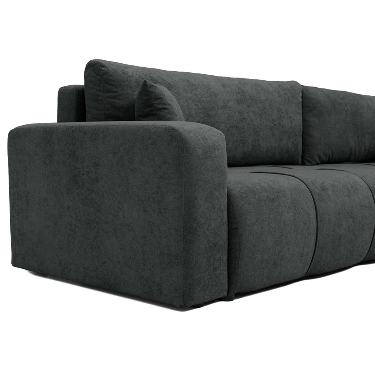 Nicole - Canapé d'angle réversible 5 places convertible avec coffre en tissu - Gris Anthracite
