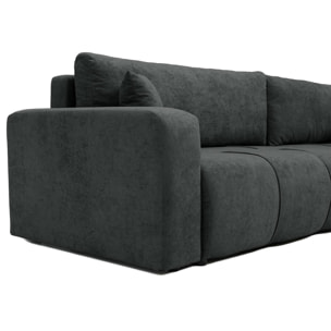 Nicole - Canapé d'angle réversible 5 places convertible avec coffre en tissu - Gris Anthracite