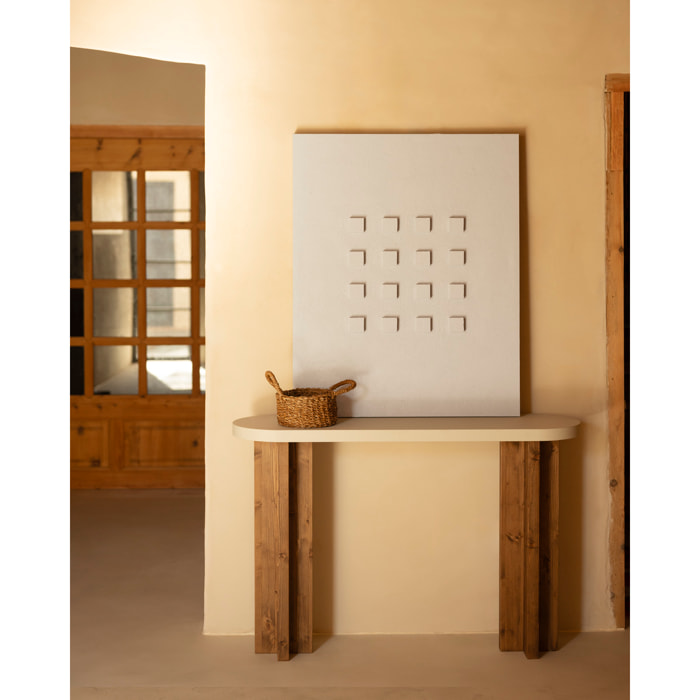 Tableau beige décoratif sur coton avec cadre en bois peint à la main à la peinture à l'huile en différentes tailles
