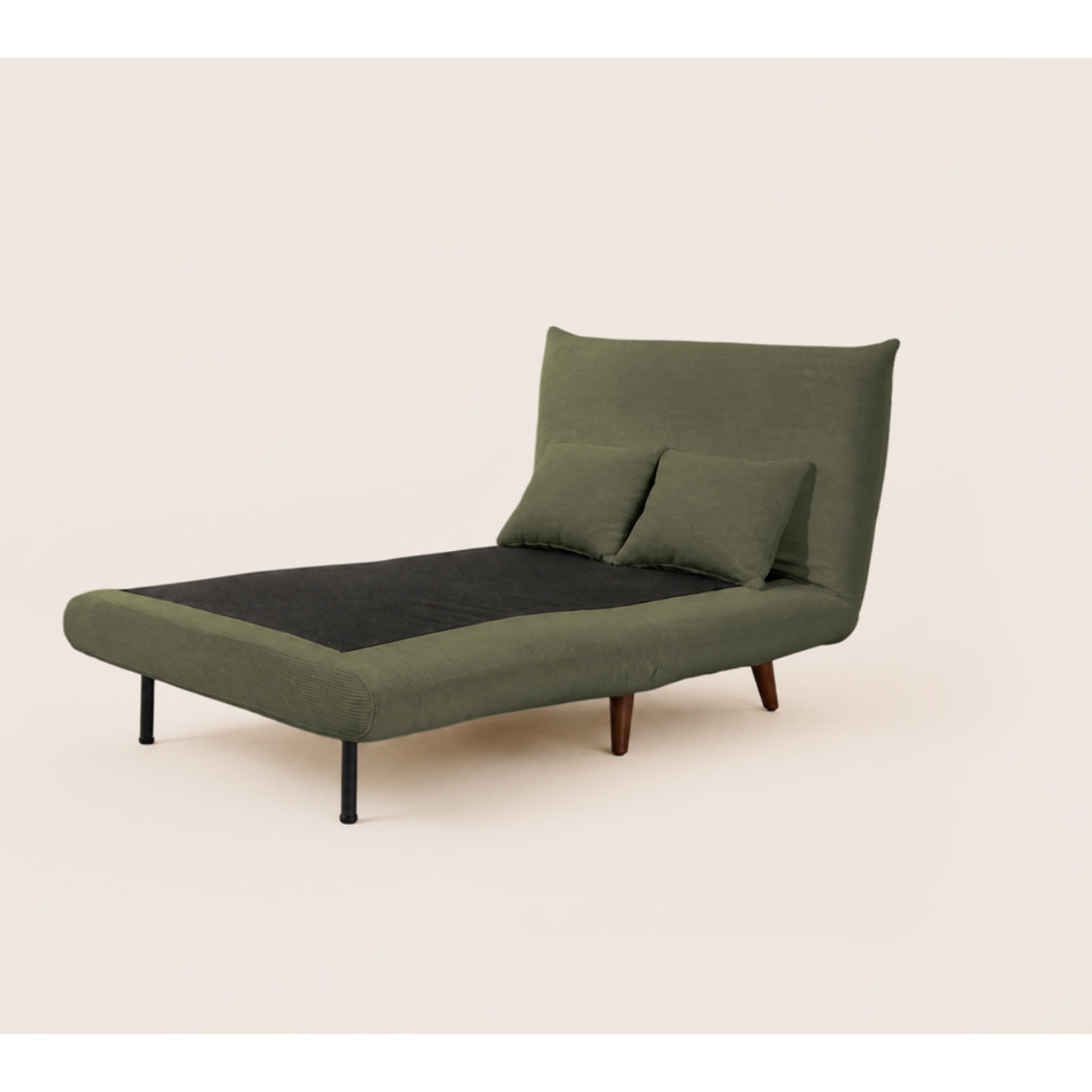 Lumi - Banquette convertible clic-clac 1 place en velours côtelé - Vert