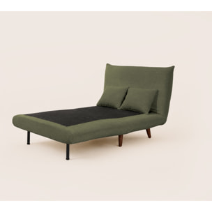 Lumi - Banquette convertible clic-clac 1 place en velours côtelé - Vert