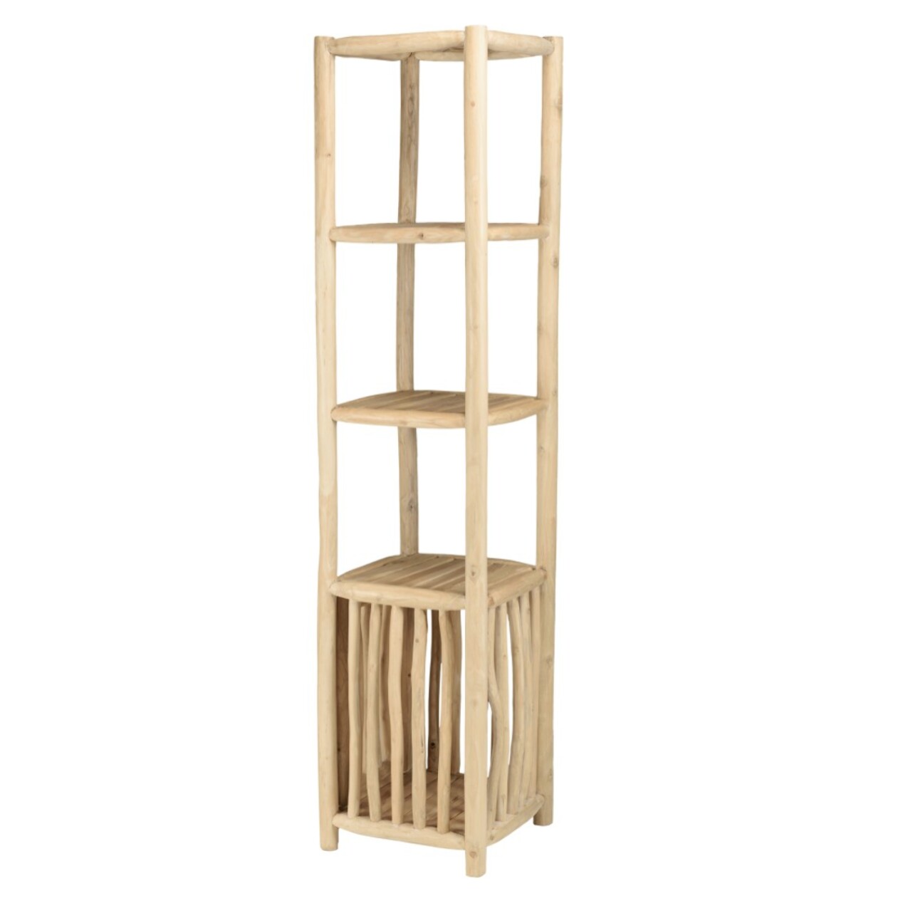 WILL - Étagère 2 niveaux 1 porte en branches de teck naturel