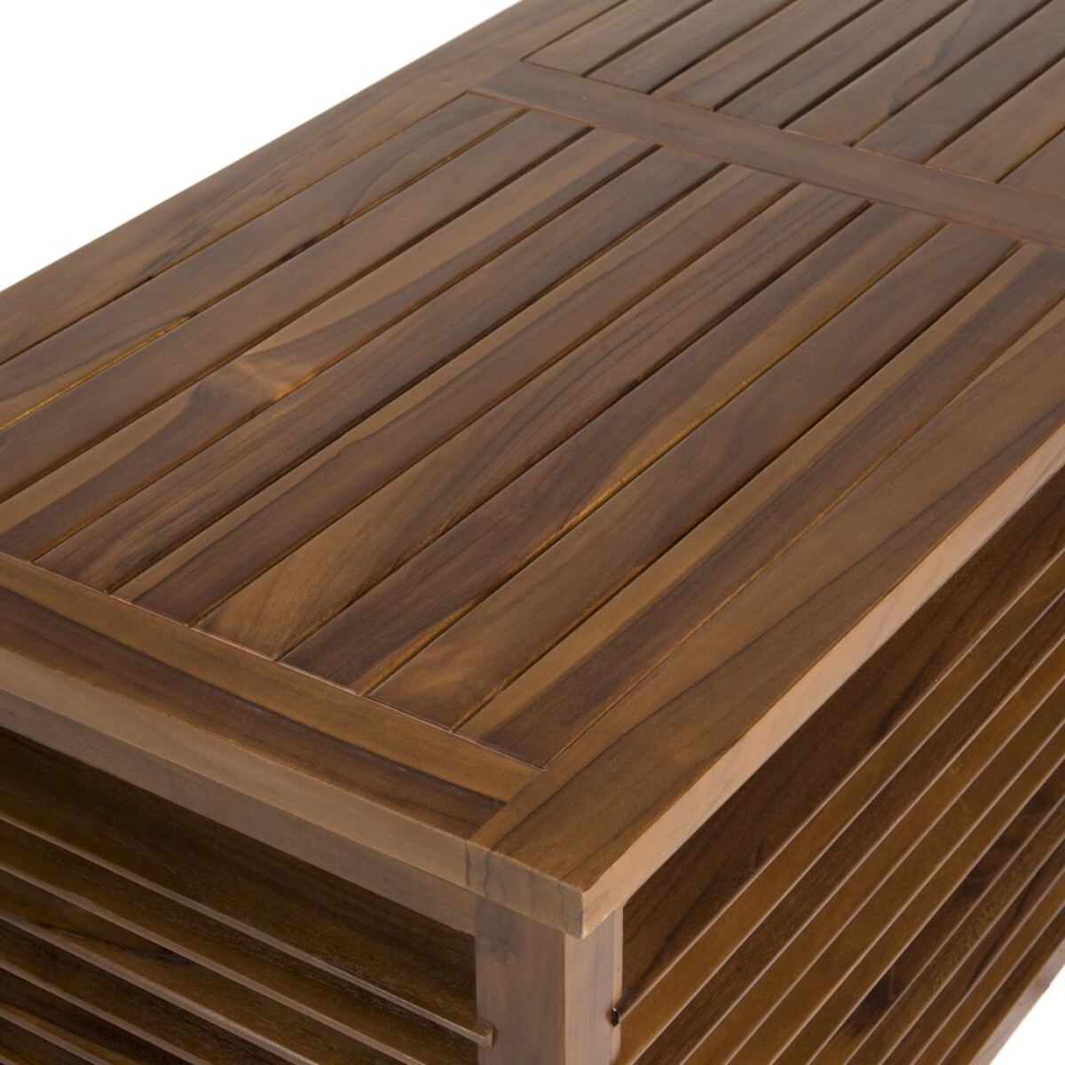 MAEVA - Coffre de jardin piscine en bois teck huilé 200x55cm