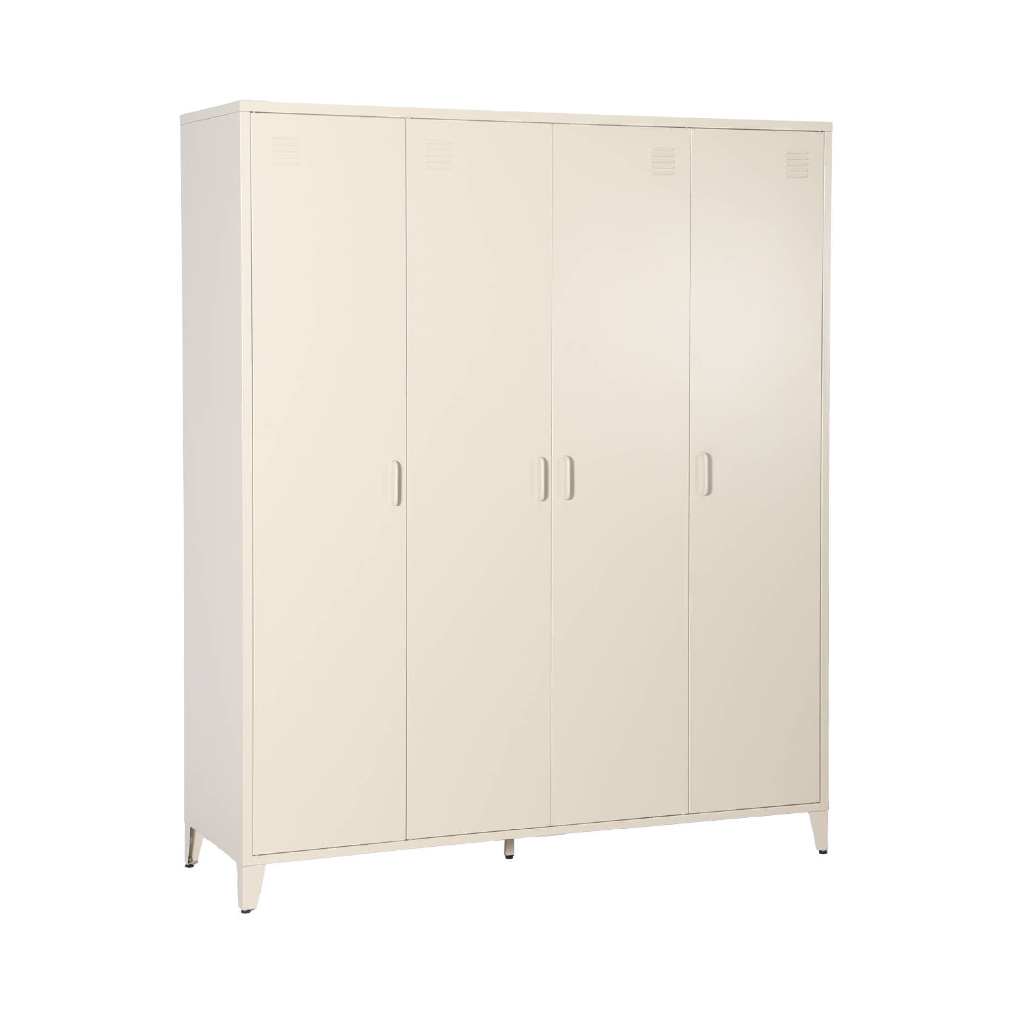 Armoire chambre dressing industriel métal 4 portes, 10 étagères, 1 penderie  SOHO