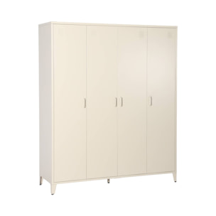 Armoire chambre dressing industriel métal 4 portes, 10 étagères, 1 penderie  SOHO