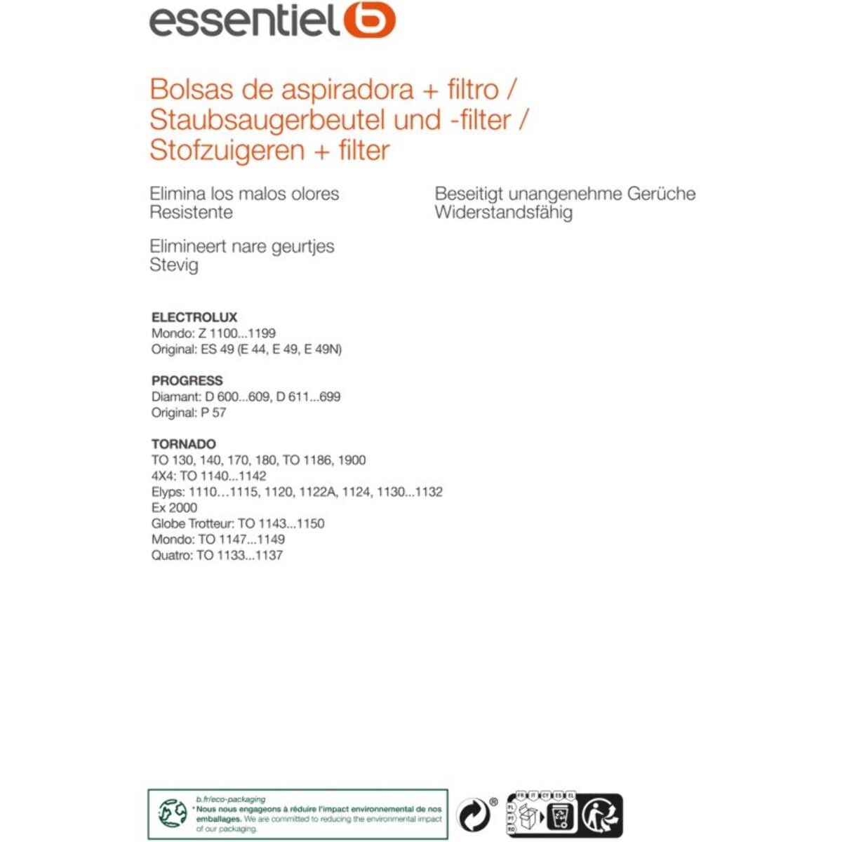 Sac aspirateur ESSENTIELB EB1200